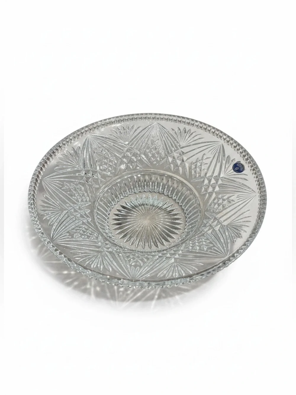Vintage Bohemia Crystal Bowl 10.5” 24% Lead Cut Clear Glass Bowl Czech Republic
